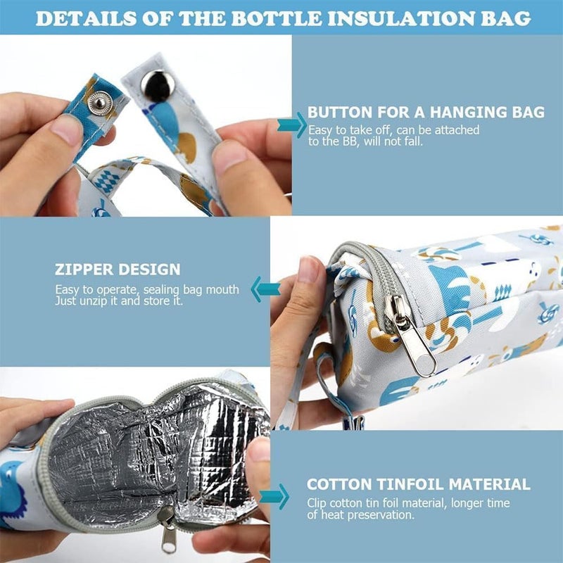 Bukela Insulated Baby Bottle Bags with Carrying Handle Portable Travel Baby Feeding Bottle Bag to Keep Milk Warm Thermal Insulated Bottle Bag (2 Pcs) (Dinosaur) - Image 3